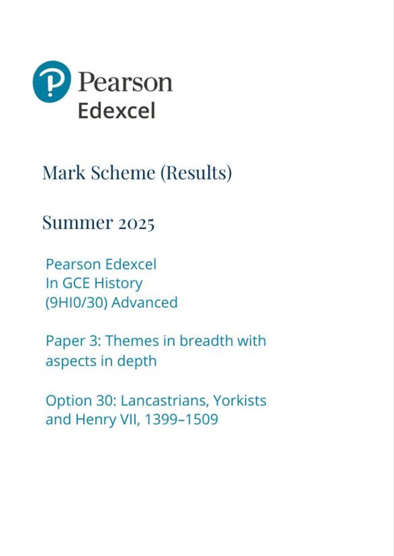 2025 Pearson Edexcel A Level History Paper 3 and Mark Scheme Combined ...
