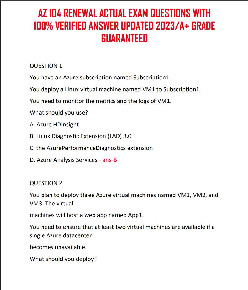 Az 104 Renewal Questions