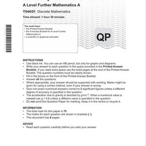 以下が含まれることがあります： 2025年6月18日水曜日のAレベル高度数学Aの試験問題。試験問題には、指示、情報、アドバイスが含まれています。合計点は75点です。