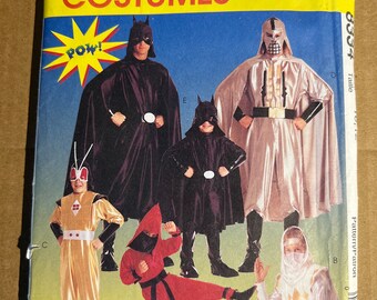 NEW UNCUT McCalls 2336/8334 Boys Super Hero Ninja Bat Insect Costumes Sz 10-12 Sewing Pattern