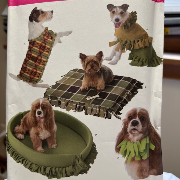 Uncut Simplicity No Sew #3960 - Dog Accessories Simple and Easy Coat Collar Dog Bed Sizes Small to Large