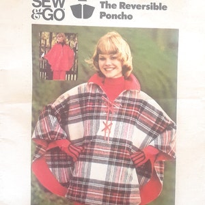 Vintage Butterick 3825 **Sew & Go The Reversible Poncho Pattern, CUT Size Medium 12-14