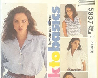 1990s **Vintage Easy McCall's #5937 Misses "Back To Basics" Shirt Pattern Sizes 10-14, Most Uncut