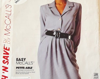 1990s **Vintage McCall's #5574 "Stitch N Save" Misses Dress Pattern Size 12 Bust 34", Waist 26.5", Hip 36"- Cut