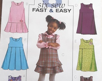 Butterick **B4842 Six sew Fast & Easy, Toddler's/Children's Jumpers, Size CB (Toddler Sizes  1-2-3)