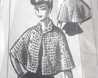 Vintage Mail Order Design #153 Crocheted Cape Fancy Stole Pattern (Sizes: Small, Medium and Large)