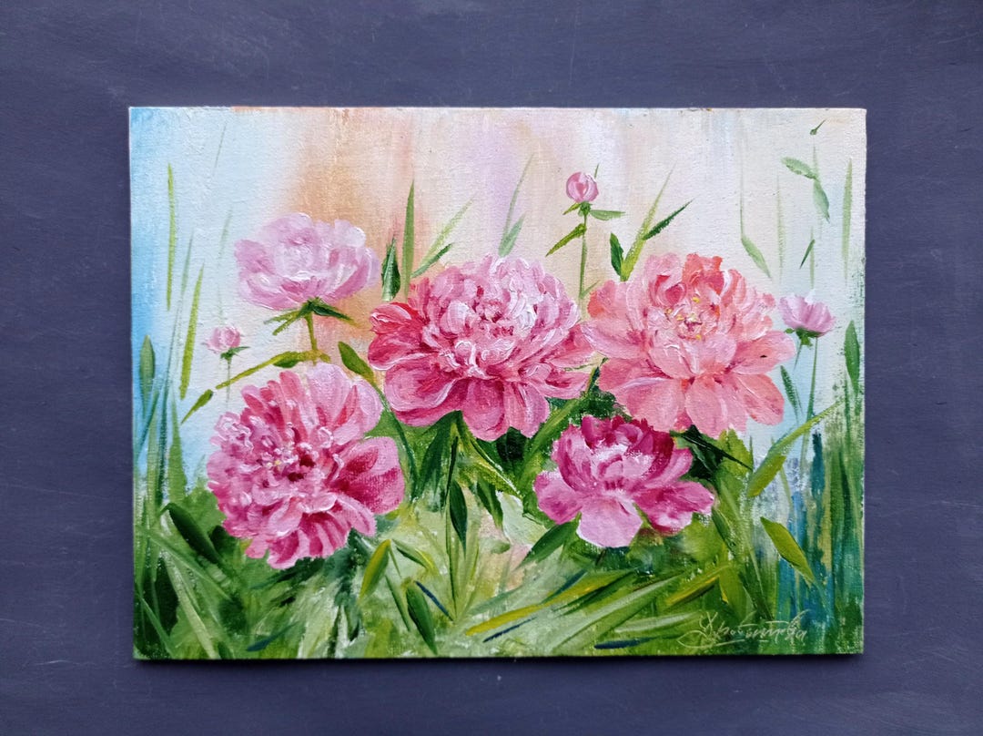 Original Floral Impasto Painting: Peony Rose Oil Painting Floral Art ...