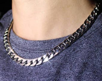925 Sterling Silver Thick Curb Cuban Link Chain Necklaces Men 11mm 18-36