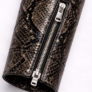 Python Pattern Genuine Leather Jacket | Men Slim Fit Black Fashion Wear Bild 12