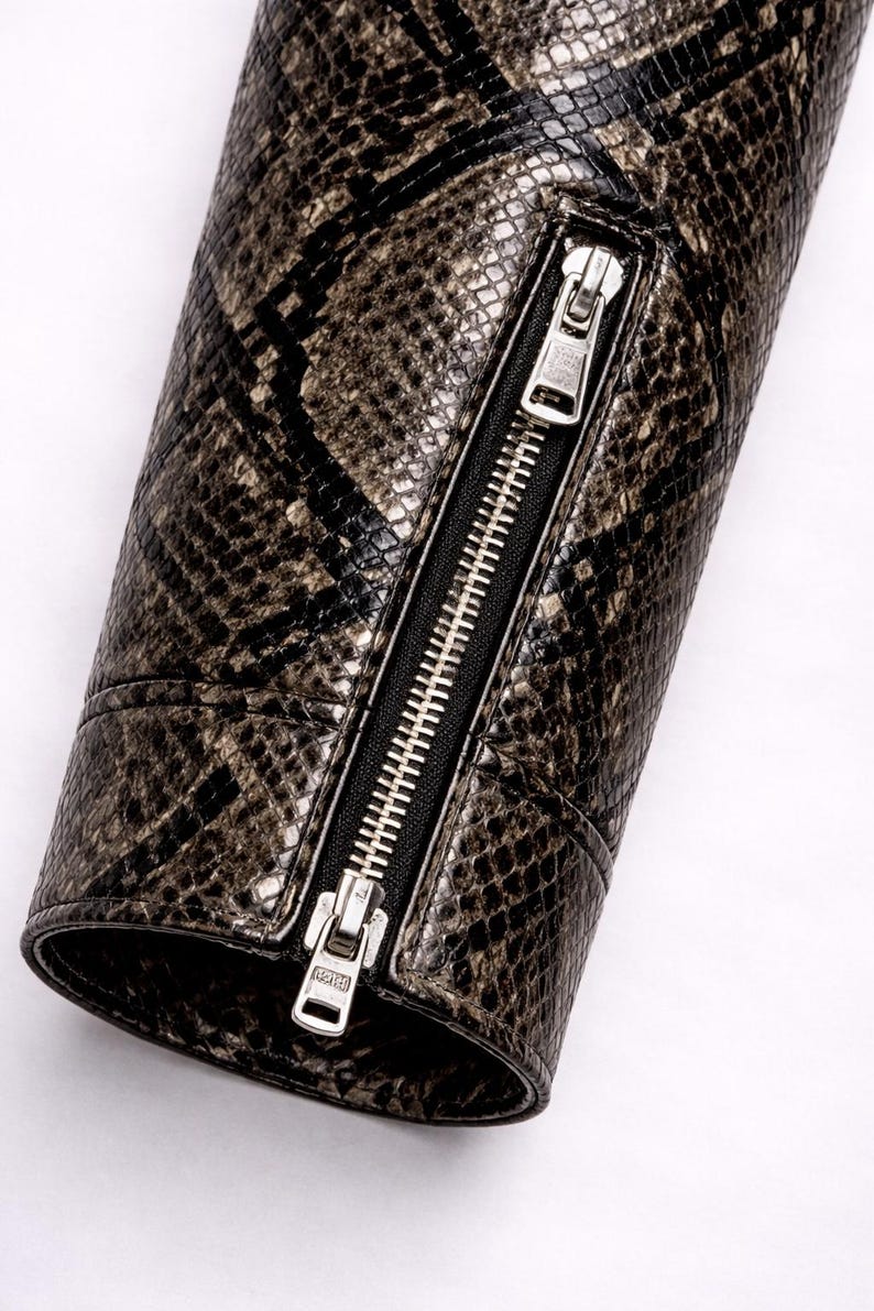 Python Pattern Genuine Leather Jacket | Men Slim Fit Black Fashion Wear Bild 12