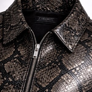 Python Pattern Genuine Leather Jacket | Men Slim Fit Black Fashion Wear Bild 8