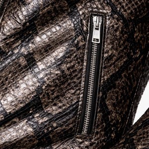 Python Pattern Genuine Leather Jacket | Men Slim Fit Black Fashion Wear Bild 9