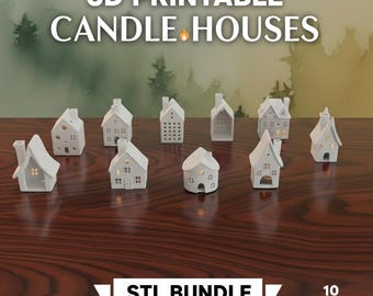 Paquete de archivos STL de casa de velas / Archivos imprimibles en 3D / Modelos de decoración para el hogar / Descarga instantánea
