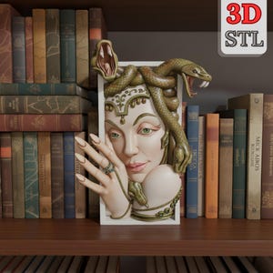メデューサ・ブックヌック STL – 神話の蛇の女神の棚装飾（デジタルダウンロード）