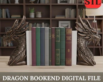 Drakebokstöd STL – Fantasy 3D-utskrivbar bokhållare digital fil