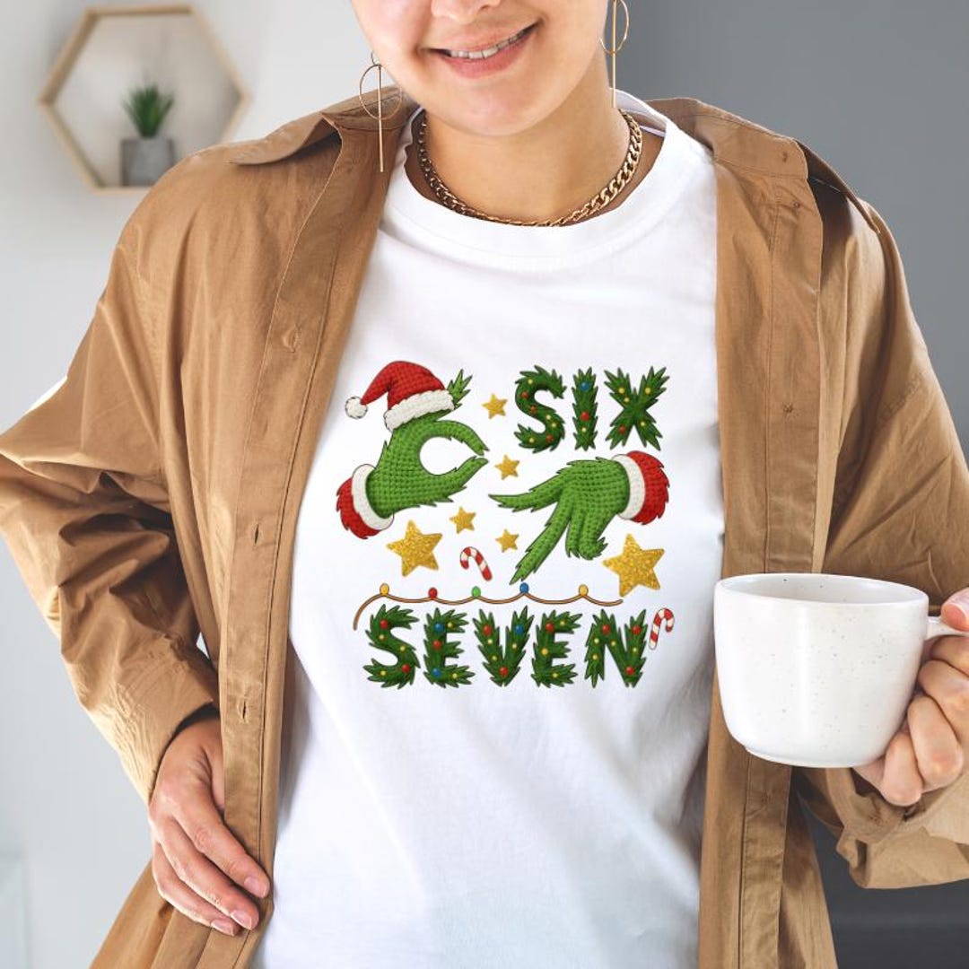 Meme navideño Six Seven PNG / Diseño divertido de mano verde (Descarga ...