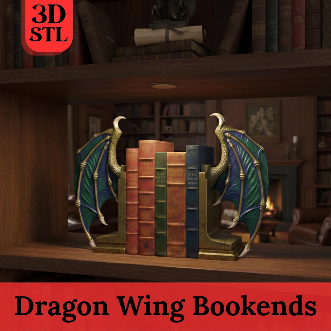 Dragon Wing Bookends STL File | 3D Print Fantasy Decor - Etsy