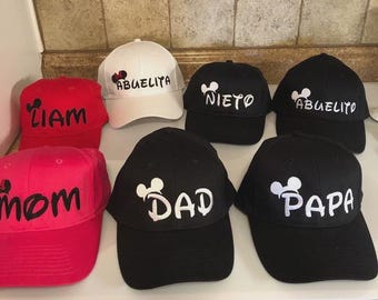 Personalized Mickey Mouse Embroidered Hat, Disney Vacation Baseball Cap