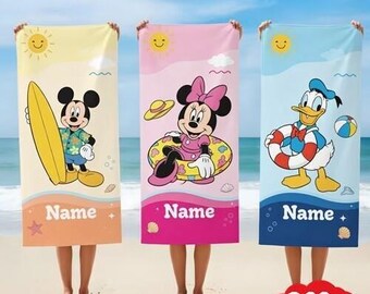 Personalized Mickey And Friends Beach Towel Gift, Disneyland Summer Beach Towel, Custom Disneytrip towel, Summer Gift, Disneyland Trip