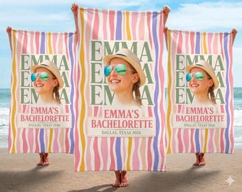Funny Custom Face Beach Towel Bachelorette Party Bride Tribe Girls Trip Beach Gift Idea