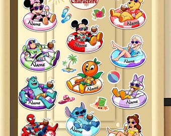 200+ Disney characters Summer Cruise magnet, Swimming floats Mickey & friends, Personalized 1st Cruise Magnet, Disney Family Cruise Magnet