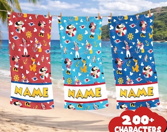Custom Disneyland Cruise Line Beach Towel, Mickey Cruise, Disneyworld Towel, Family Vacation Matching Towel, Disneytrip Vacation beach Towel