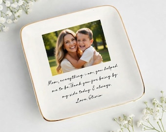 Personalized Mom jewelry dish Custom Photo Handwriting Trinket Tray, Mother's Day Gift For Grandma, Gift From Daughter, Birthday Gift