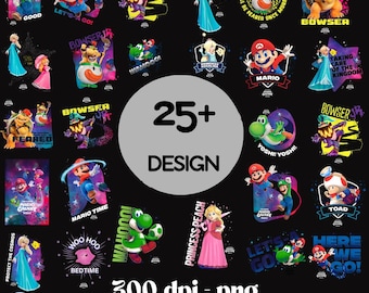 Mario Galaxy Characters PNG, Retro Gamer Graphic (Digital Download)