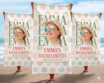 Bachelorette Party Custom Face Beach Towel Personalized Bride Squad Girls Trip Beach Gift
