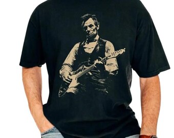 President Abraham Lincoln Playing Guitar Abe Lincoln Comfort Colors T-Shirt, Funny History Music Lover Gift, Vintage Political Humor Tee