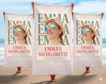 Personalized Custom Face Beach Towel Bachelorette Party Bride Squad Beach Gift