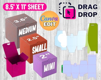 Paquete de plantillas de caja cúbica (archivos SVG, PNG, EPS y DXF, descarga digital)