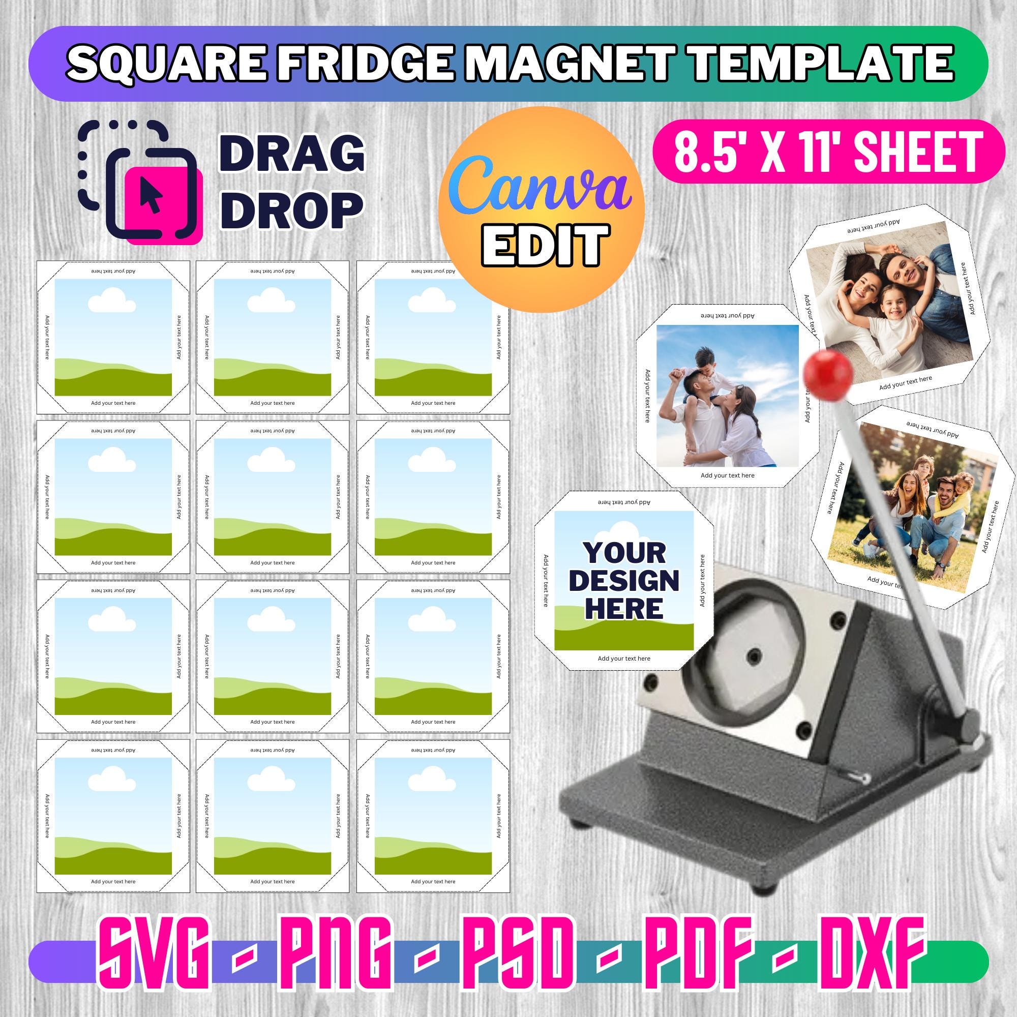 2x2 Square Fridge Magnet Template, Canva Editable (digital Download) - Etsy