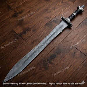 Hand Forged Damascus Steel Sword (32") & Fantasy Style Dagger (13") | Medieval Decorative Set with Sheath | Cosplay Collectible Gift