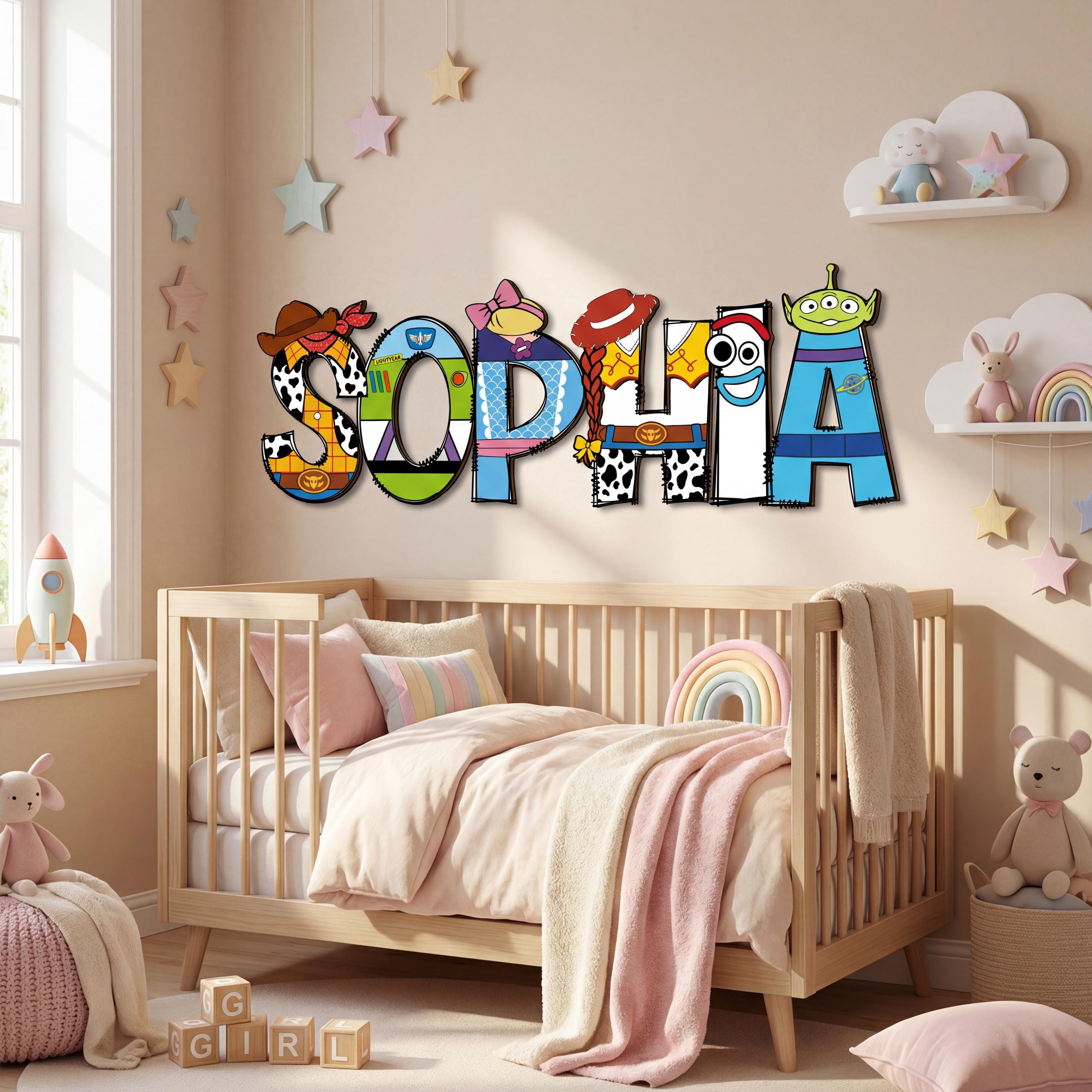 Toy Story Themed Letter Name Sign, Personalized Kids Room Decor, Custom ...