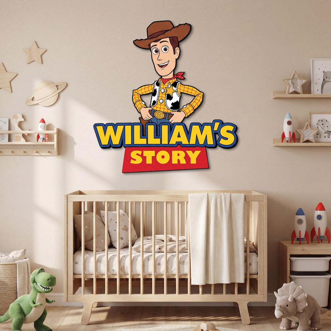 Toy Story Woody Custom Story Name Sign, Personalized Wooden Wall Decor ...