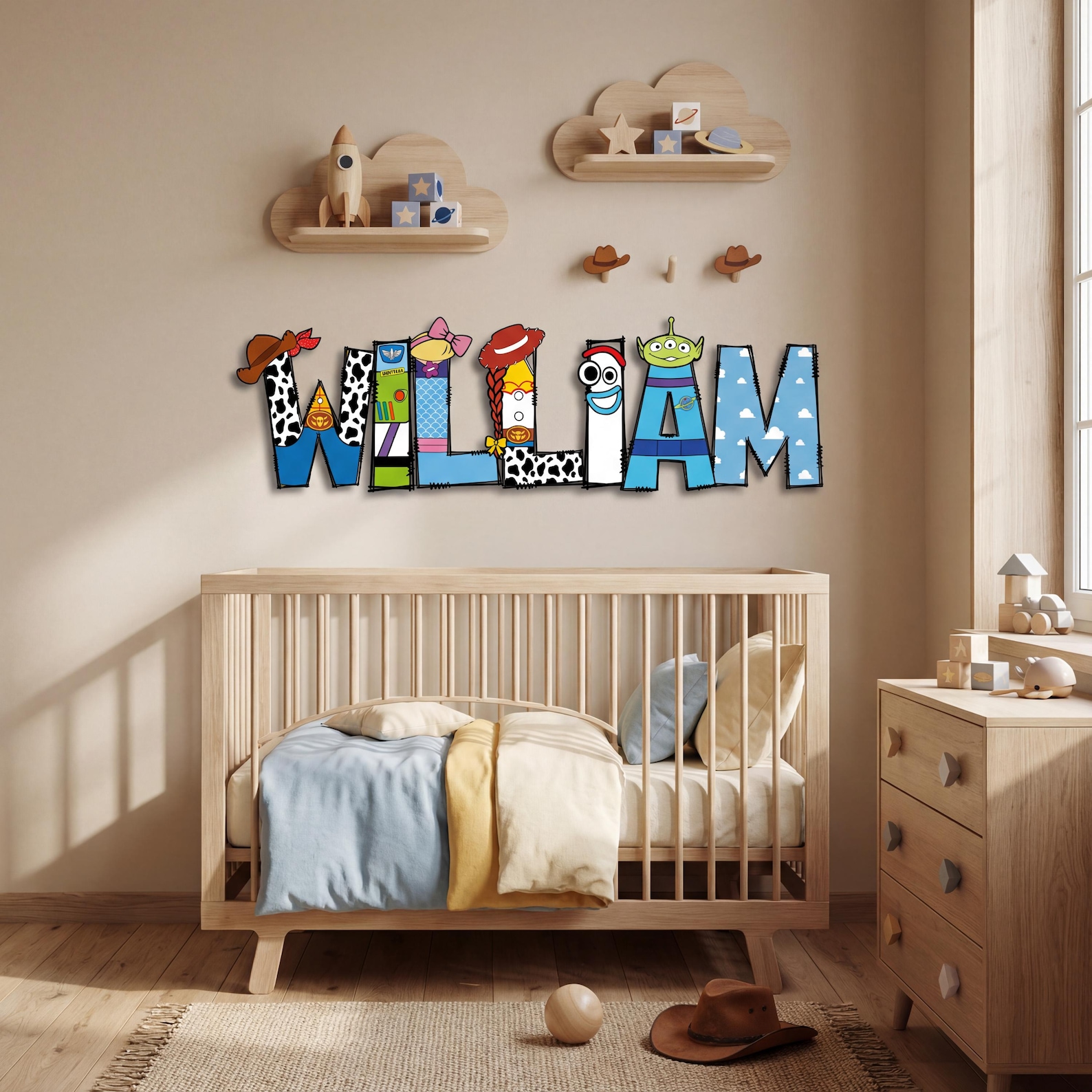 Toy Story Themed Letter Name Sign, Personalized Kids Room Decor, Custom ...
