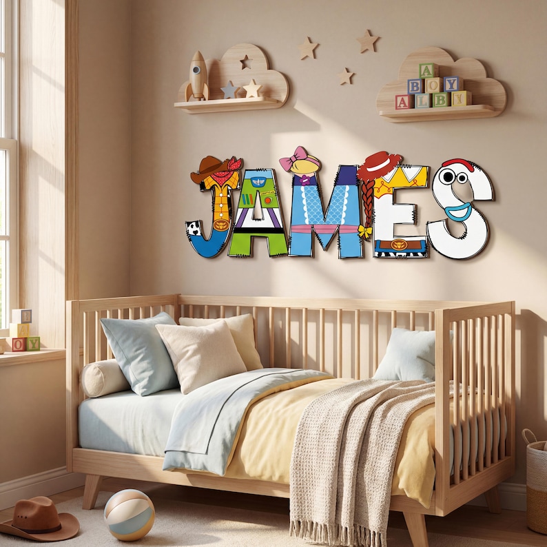 Toy Story Themed Letter Name Sign, Personalized Kids Room Decor, Custom ...
