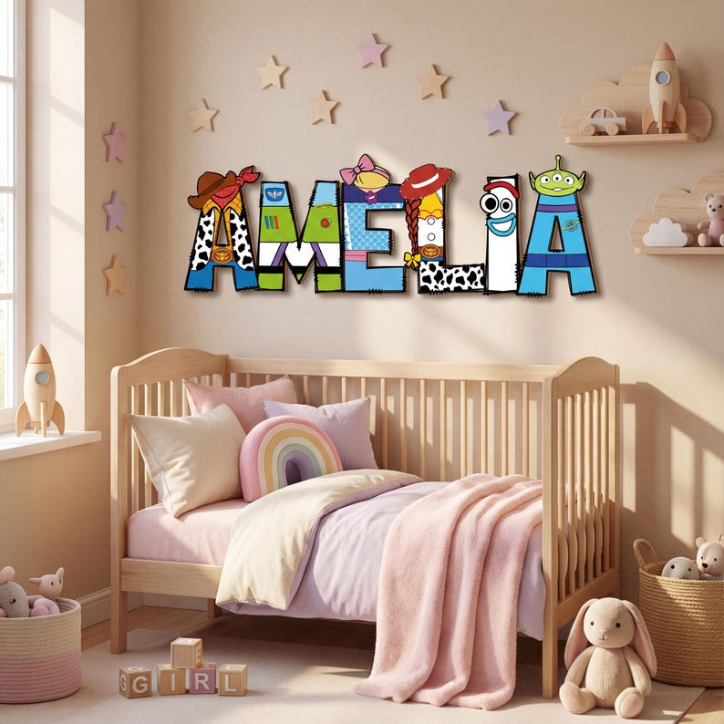 Toy Story Themed Letter Name Sign, Personalized Kids Room Decor, Custom ...