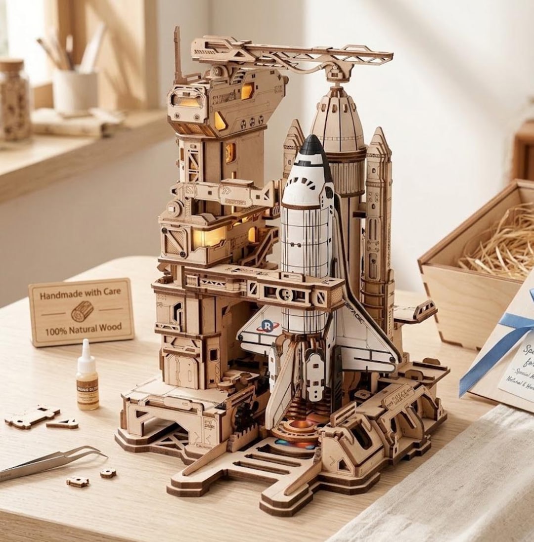 Space Shuttle Example Model Diy 3D Wooden Space Shuttle Model Kit DIY Laser Cut Mechanical Rocket ...