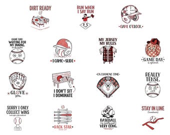 Pacote de imagens PNG engraçadas de beisebol para sublimação, design para camisetas Comfort Colors, humor de beisebol em PNG para camisetas, clipart para o dia do jogo, presente para fã de beisebol