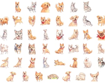 Pacote de imagens PNG de cachorros para camisetas Comfort Colors, imagens fofas de filhotes, desenhos de raças de cachorros em estilo cartoon, presente para amantes de cães, imagens PNG de animais de estimação para sublimação.