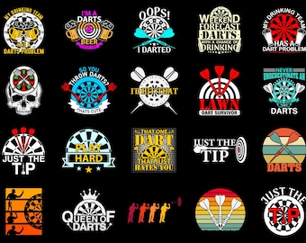 Pacote de Designs para Jogadores de Dardos Ousados, Camiseta Comfort Colors, Dardos em SVG e PNG, Frases Engraçadas sobre Dardos, Arte para Alvo de Dardos, Design para Jogos de Bar, Presente para Amantes de Dardos