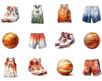 Pacote de imagens de equipamentos de basquete: Camiseta Comfort Colors, imagem PNG de bola e cesta de basquete, gráficos de equipamentos esportivos para sublimação.
