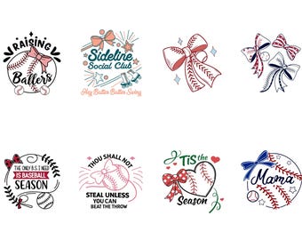 Pacote de sublimação SVG "Coquette" para camisetas Comfort Colors, designs de beisebol com laço rosa, SVG e PNG "Coquette Sports", presente para amantes de beisebol