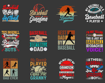 Pacote de designs para camisetas de beisebol, camiseta Comfort Colors, designs SVG e PNG para amantes de beisebol, gráficos retrô de beisebol, estampa para camisetas esportivas