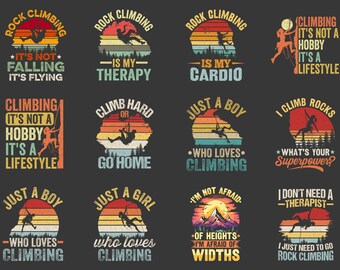 Pacote de imagens PNG para sublimação de escalada, conjunto gráfico de aventura, design de esportes ao ar livre, clipart de trilhas.