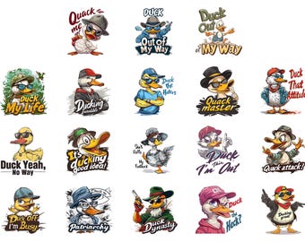 Pacote de sublimação com piadas hilárias sobre patos, design para camisetas Comfort Colors, PNG de pato engraçado para camisetas, clipart de animais engraçados, presente para amantes de patos