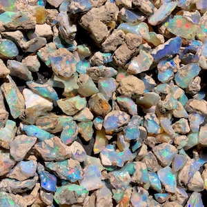Ethiopian Opal Specimen Lot, Rainbow Fire Rough Opal, Faceting Gemstone 10-20mm