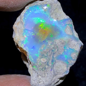 AAA Natural Ethiopian opal Raw 27x37x15, welo opal rough, rainbow fire play, 64 carat wt, opal for jewelry , loose gemstone